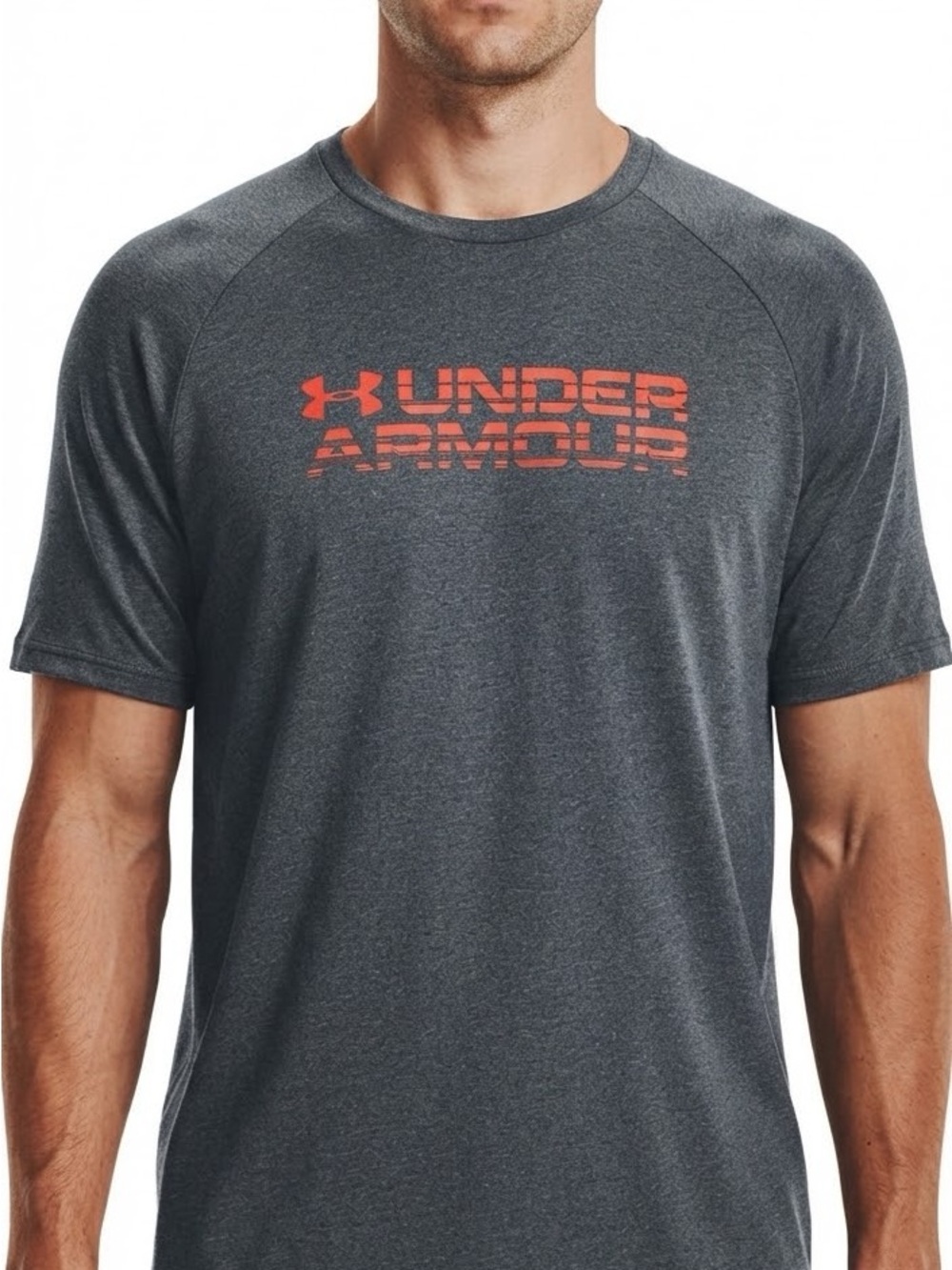 Under Armour Gray Short Sleeve Performance Tee with Orange Logo Size M